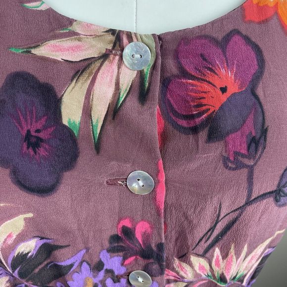 Vintage Whimsygoth 90s Maggie London Dress Size 4 Petites Silk Floral Belted - Picture 8 of 12